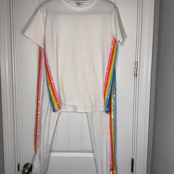 Lola + The Boys White Track Pants - Picture 1 of 3